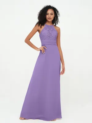 Halter Lace Top and Chiffon Open Back Dresses Tahiti Plus Size