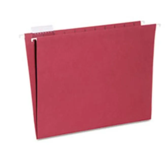 HANGING FILE FOLDER, LETTER SIZE, 1-5 CUT TOP TABS, RED, 25-BOX.  (5 per pack)