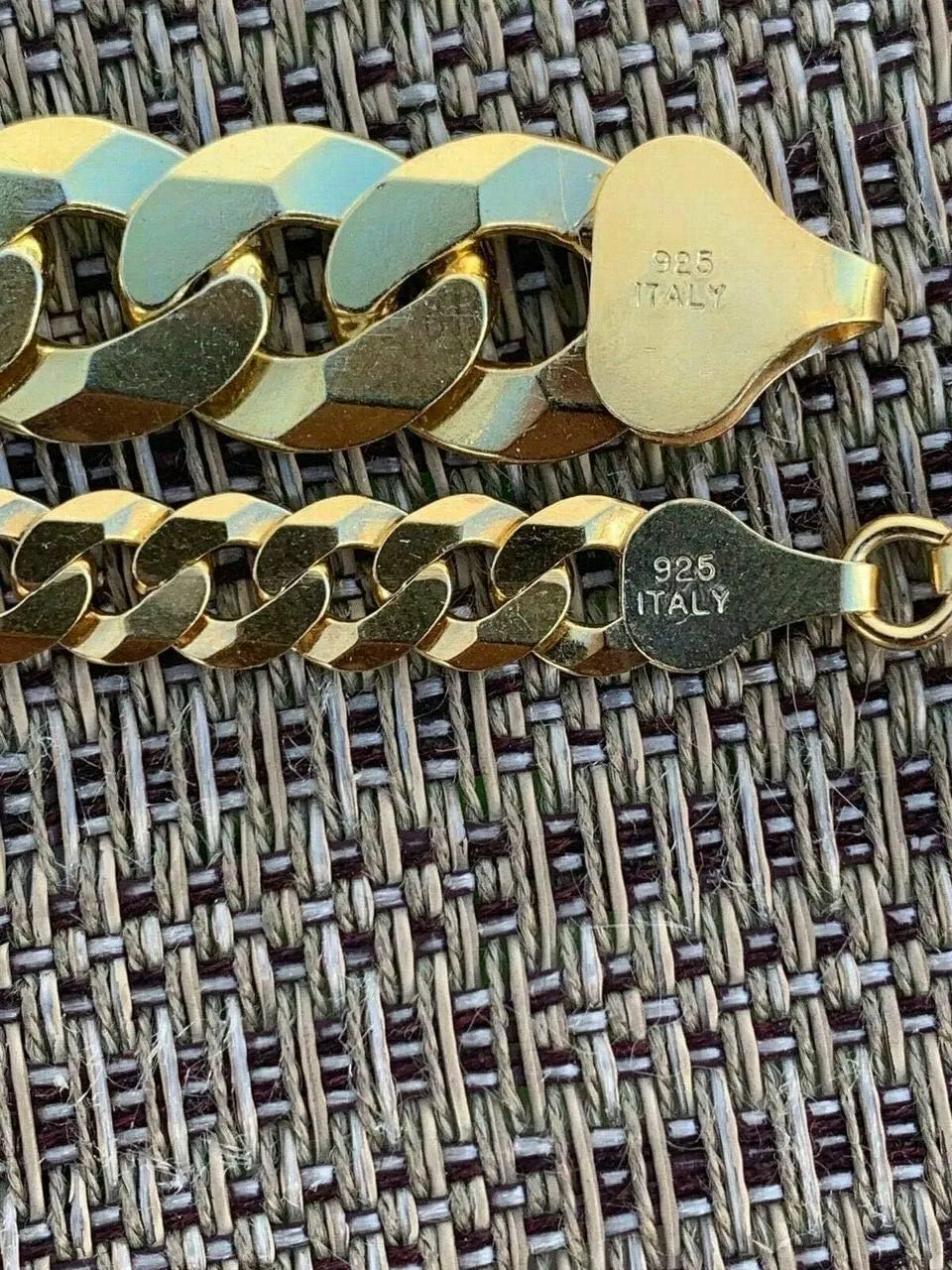 HarlemBling Mens Or Ladies Cuban Link Bracelet - 14k Yellow Gold & Solid 925 Sterling Silver Two Tone Diamond Cut - 5mm 6mm 8mm 10mm - 7-9" - Made In Italy Miami Cuban Bracelet