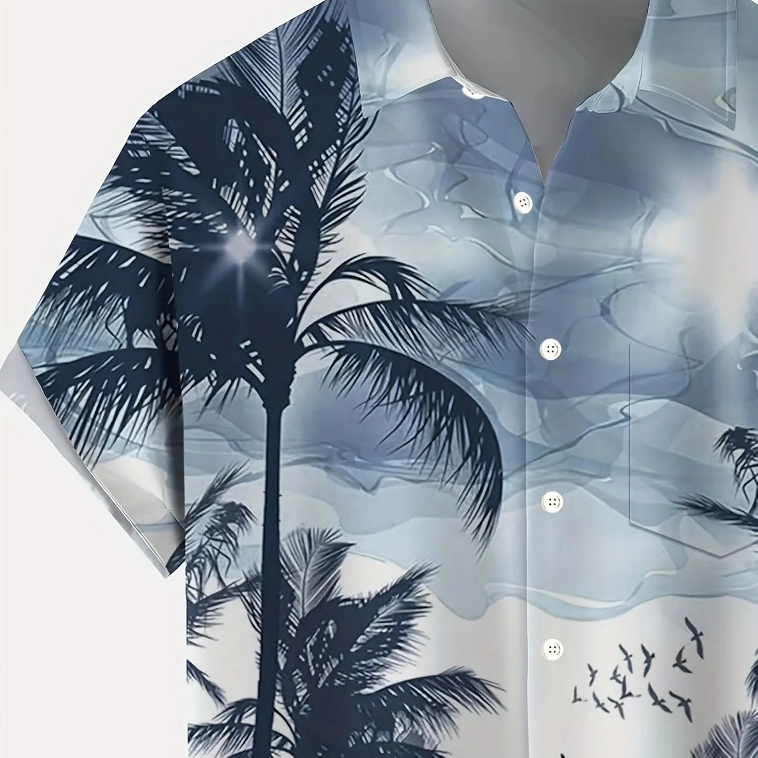 Hawaiian Shirt for Men Button Down Short Sleeve Shirt Casual Summer Beach Blouses Printed Tropical Style Floral