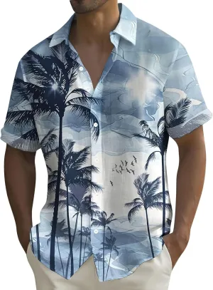 Hawaiian Shirt for Men Button Down Short Sleeve Shirt Casual Summer Beach Blouses Printed Tropical Style Floral