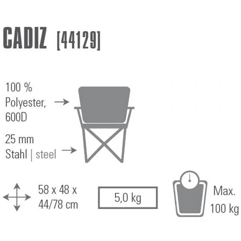 High Peak Cadiz Folding Chair - Gray