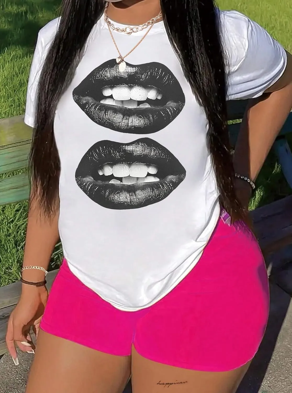 Hilinker Women's Oversized T Shirt Graphic Tees Short Sleeve Shirts Summer Casual Loose Tops