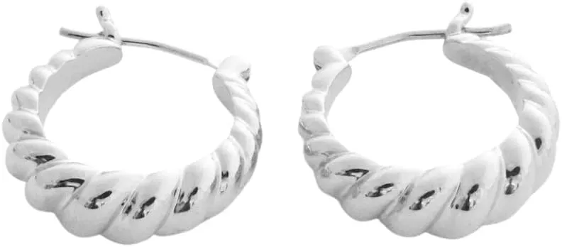 HONEYCAT Twist Croissant Hoops in Gold, Rose Gold, or Silver | Minimalist, Delicate Jewelry