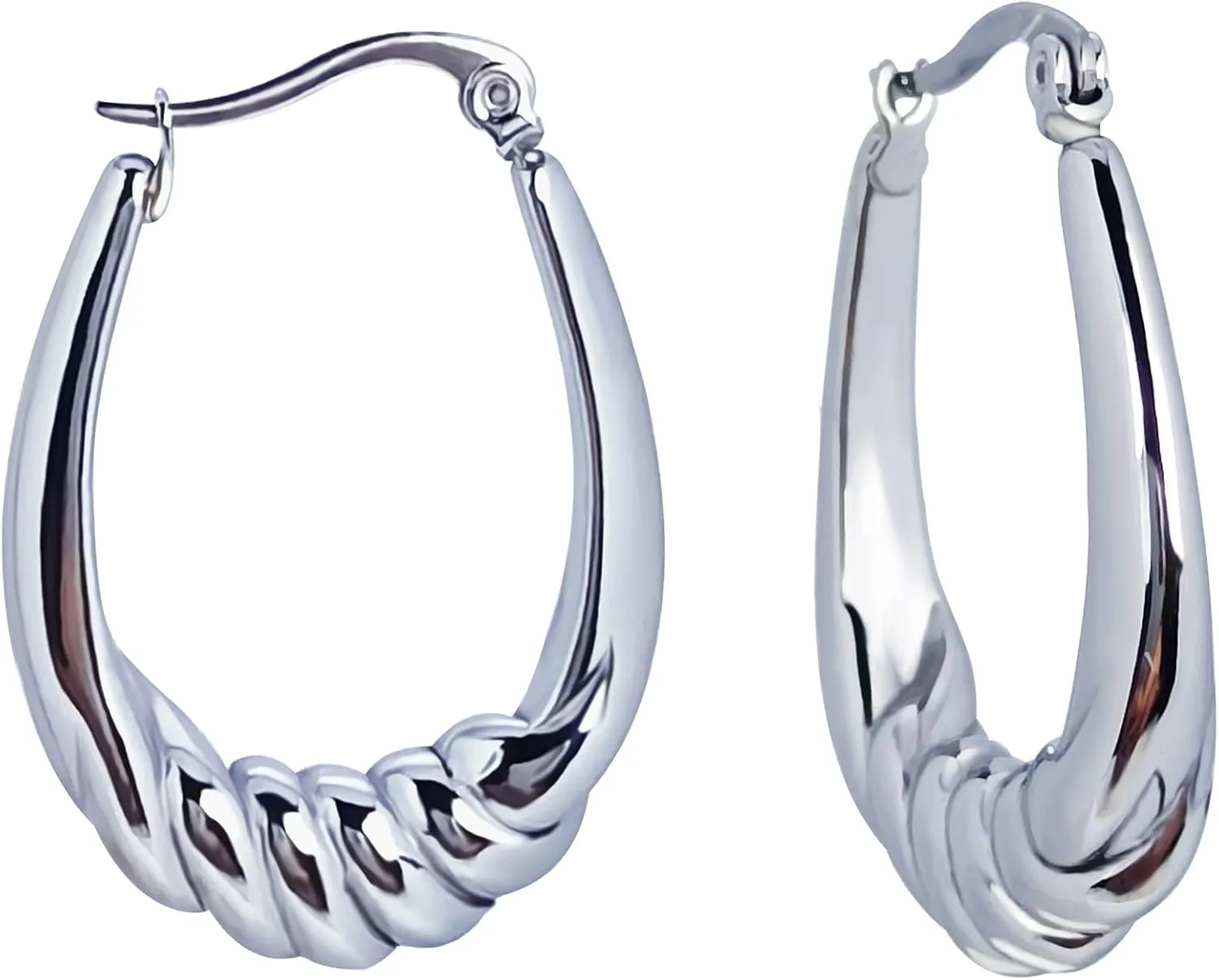 Hoop Earring for Women Hypoallergenic Stainless Steel Gold Hoop Dangle Earrings for Women 18K Gold Plated Stud Earring Chunky Twisted Hoop Gift for Women
