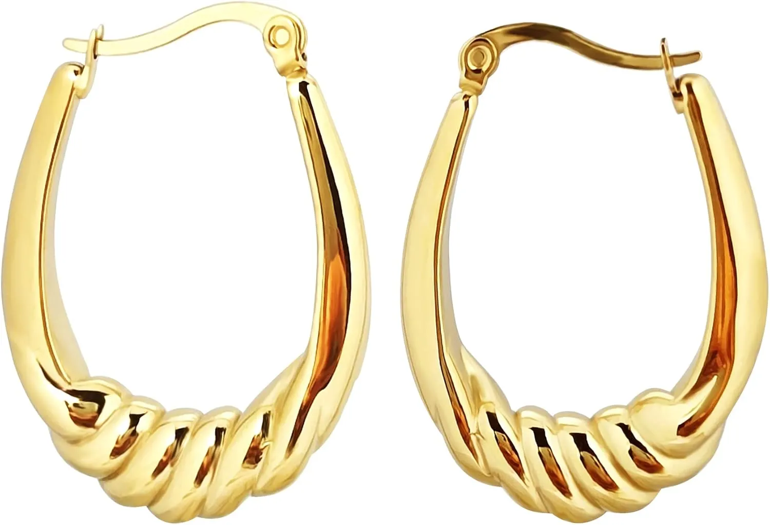 Hoop Earring for Women Hypoallergenic Stainless Steel Gold Hoop Dangle Earrings for Women 18K Gold Plated Stud Earring Chunky Twisted Hoop Gift for Women