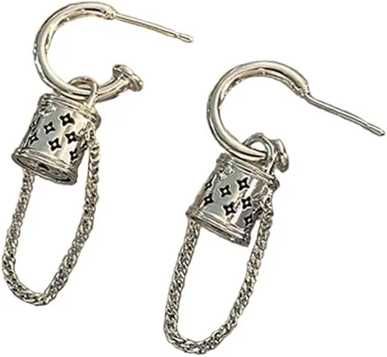 Huggie Chain Earrings For Women Hypoallergenic Silver Gold Link Bucket Bag Earrings Drop Earrings For women Trendy For Holiday Party Gift