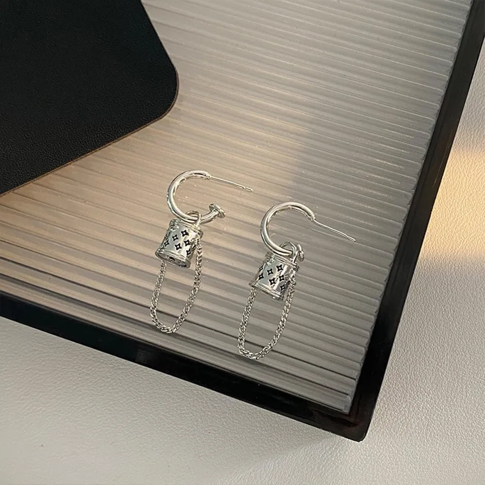 Huggie Chain Earrings For Women Hypoallergenic Silver Gold Link Bucket Bag Earrings Drop Earrings For women Trendy For Holiday Party Gift
