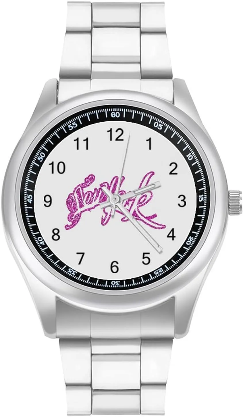 I Love New York City Stainless Steel Strap Business Watches for Men Easy Reader Work Casual Watch