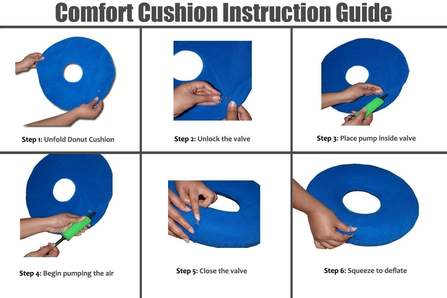 Importikaah I Donut Shaped, Round Inflatable Cushion, Anti-Decubitus Pad (Blue)