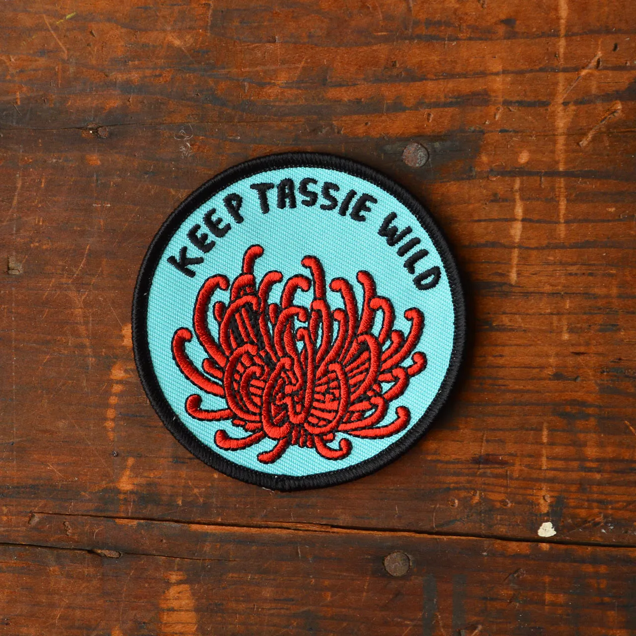 Keep Tassie Wild Iron-On Embroidered Patch/Badge for Clothing and Accessories