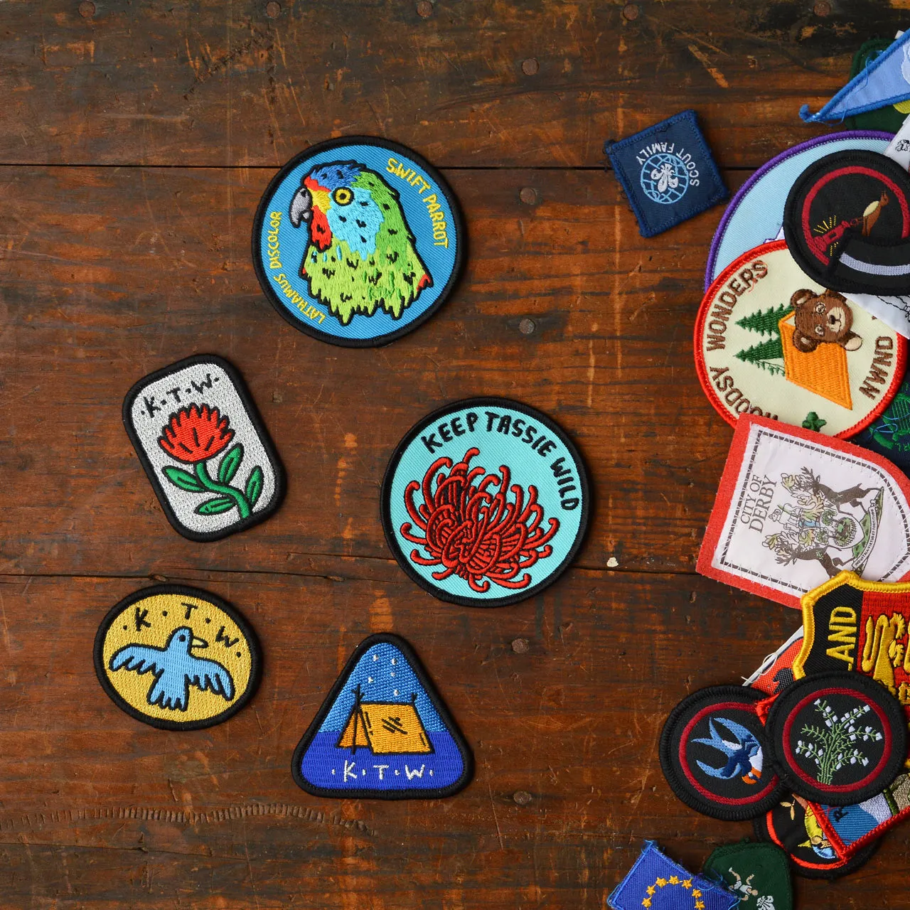 Keep Tassie Wild Iron-On Embroidered Patch/Badge for Clothing and Accessories
