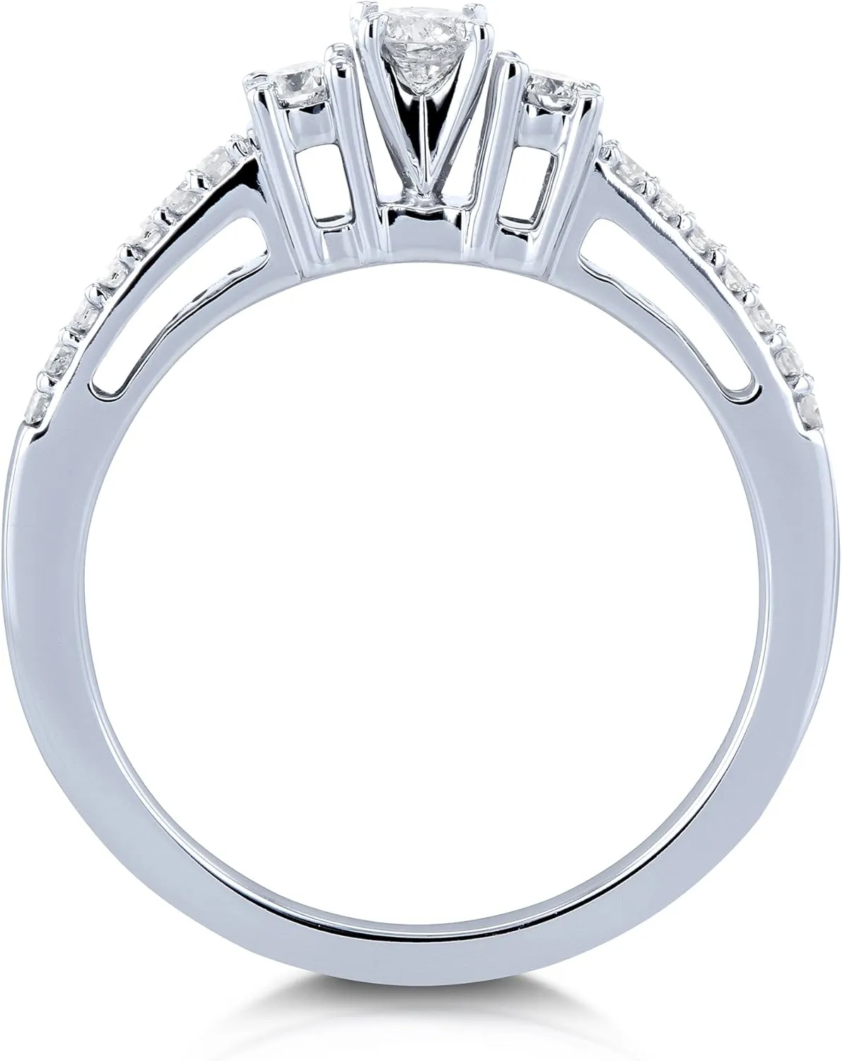 Kobelli Three Stone Round Diamond Engagement Ring 1/4 Carat TW in 10k White Gold