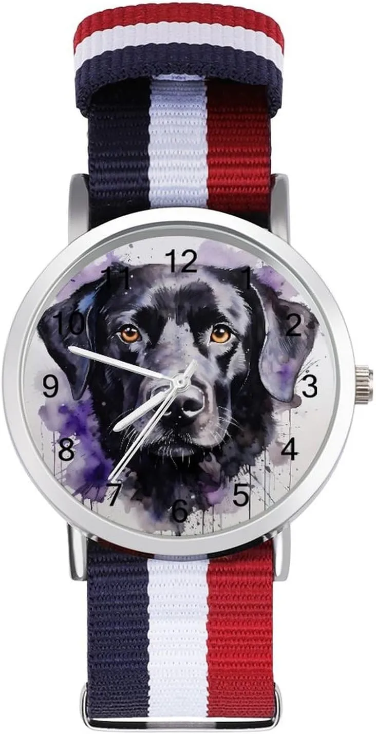 Labrador Lab Retriever Dog Art Nylon Braided Strap Outdoor Sport Business Wrist Watches Easy Reader Work Casual Watch