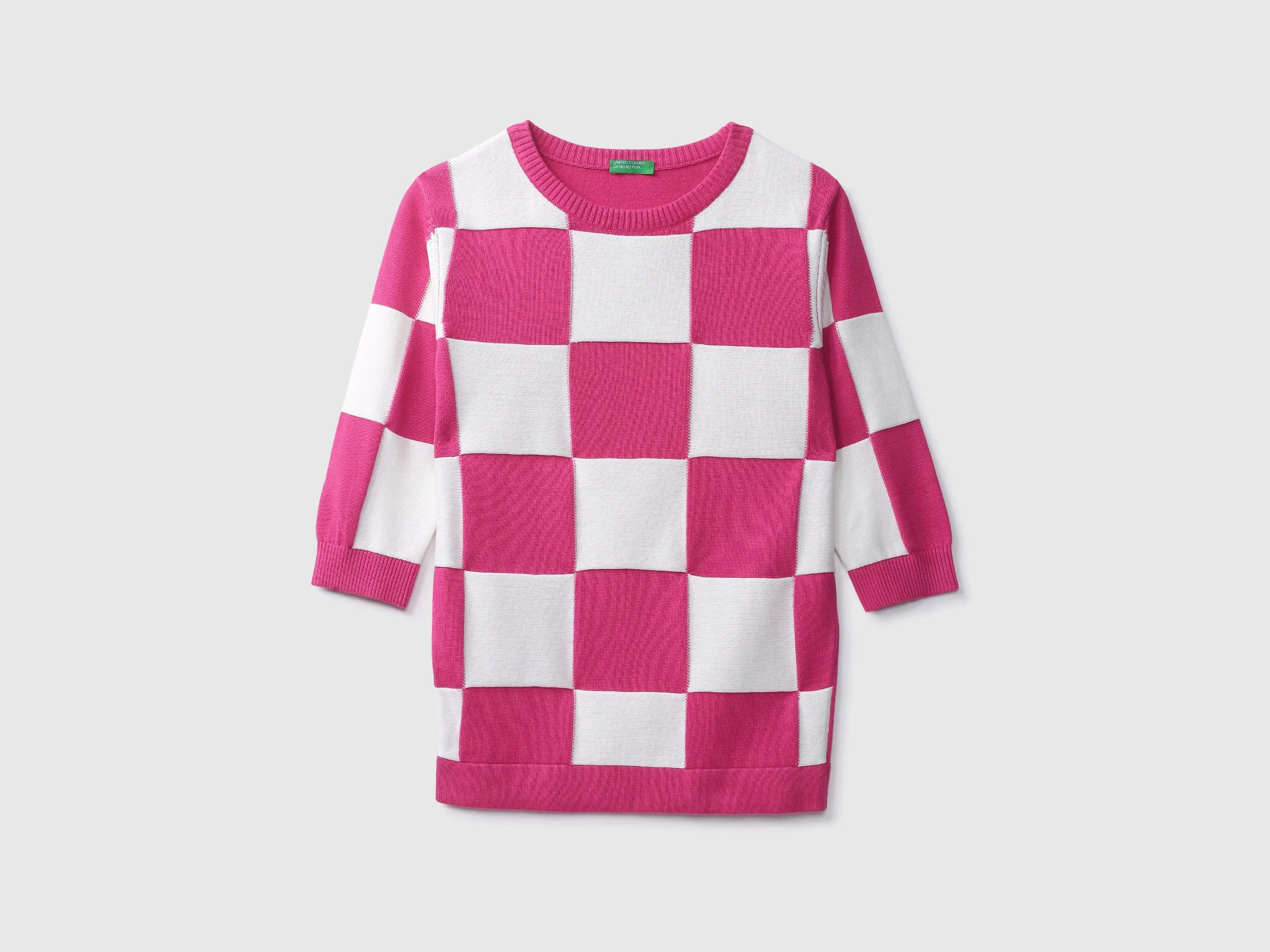 Ladies Round Neck Check Top