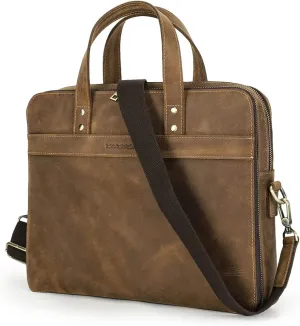 Laptop Bag Leather Messenger Bag for Men Vintage Computer Briefcases Travel Satchel Shoulder Handbag Bag