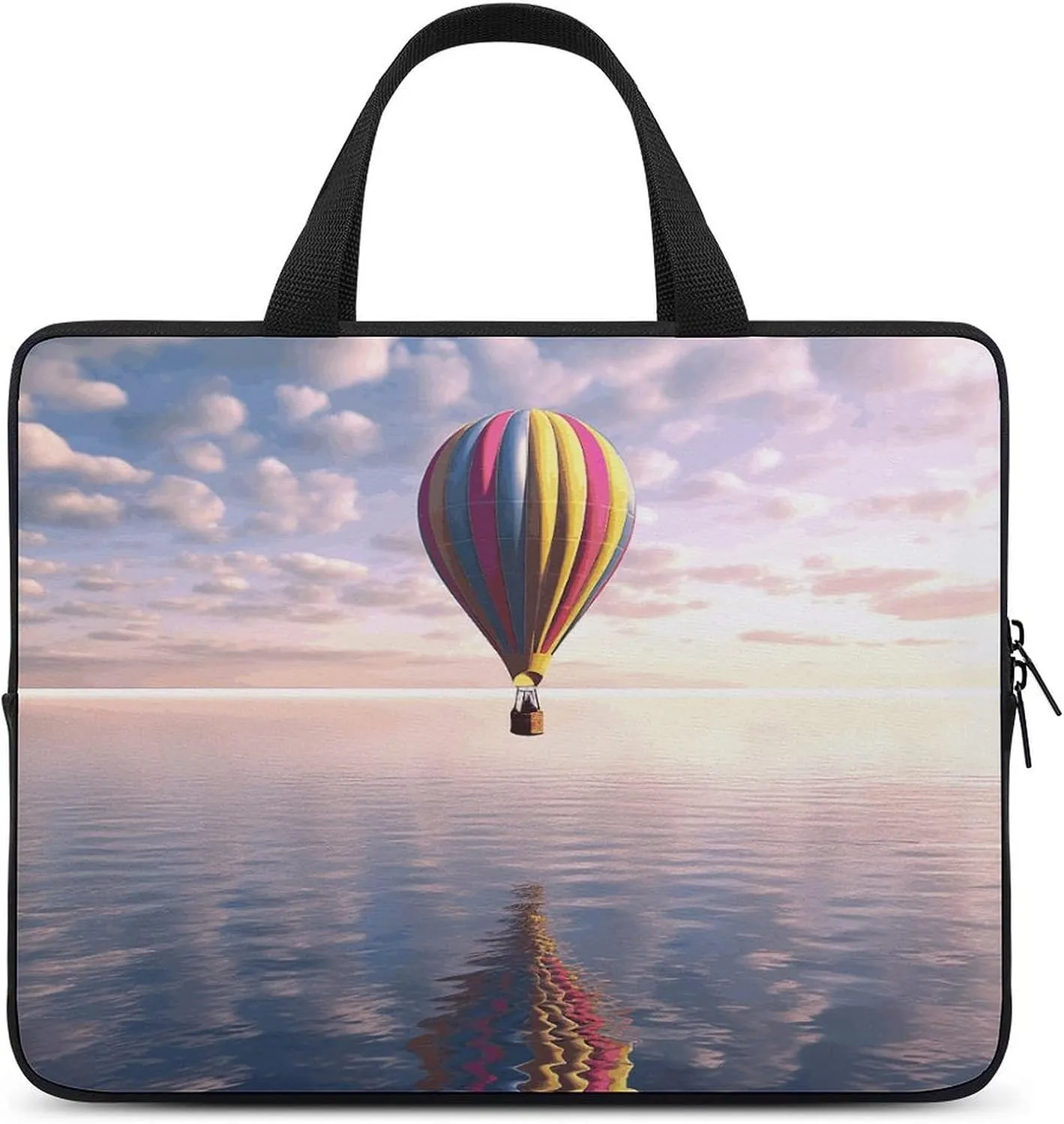 Laptop Case Sleeve Shockproof Computer Carrying Bag Hot Air Balloon Over The Sea Laptop Bag Tote Lightweight Notebook Case Cover Traveling Briefcase Handle Bags for Travel Business 12inch
