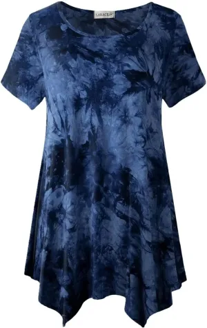 LARACE Short Sleeve Shirts for Womens Plus Size Tops Casual Summer Clothes Asymmetrical Tunic Blouses