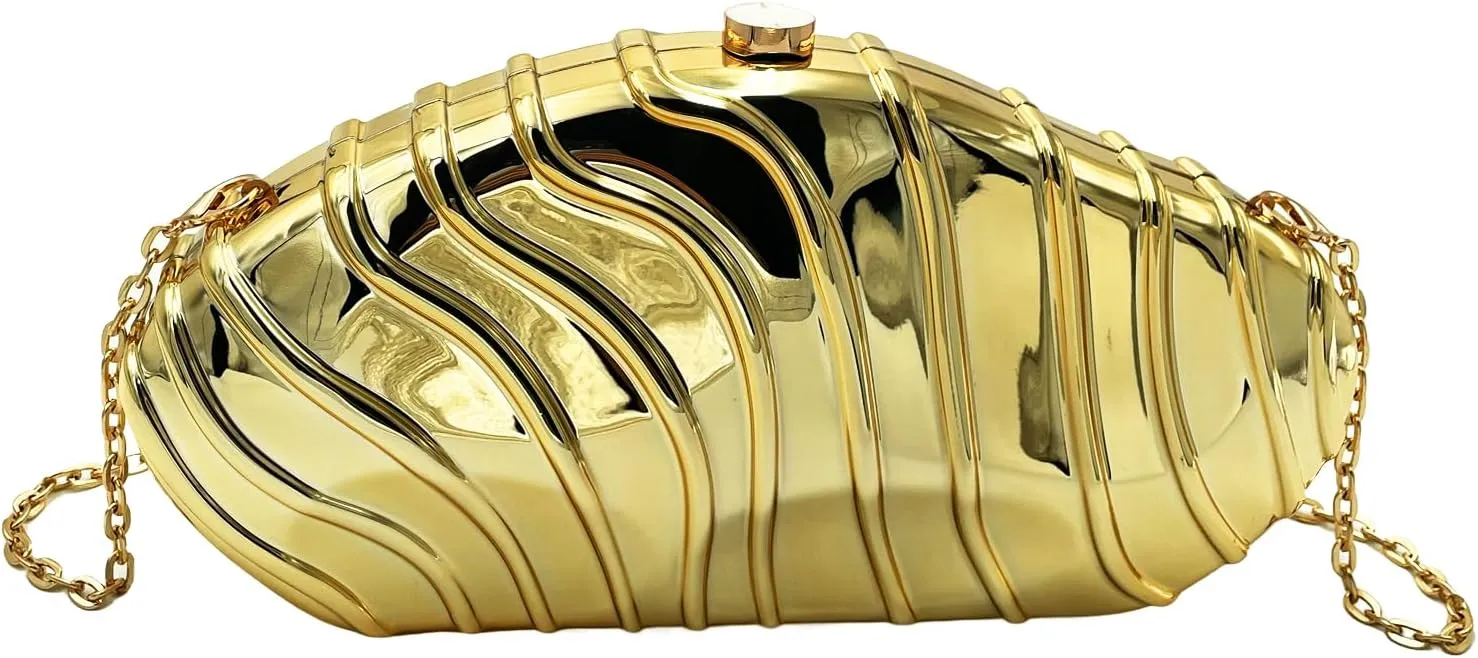 Large Acrylic Clutch Purses for Women Formal Metallic Shell Purse Evening Bag Clutch