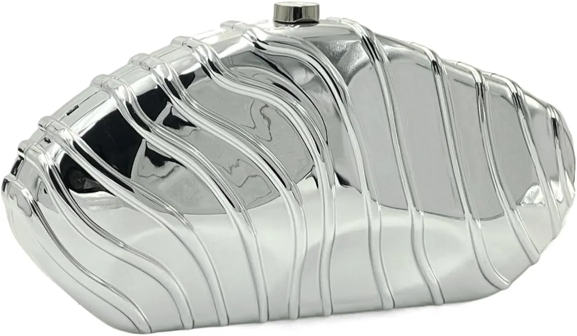 Large Acrylic Clutch Purses for Women Formal Metallic Shell Purse Evening Bag Clutch
