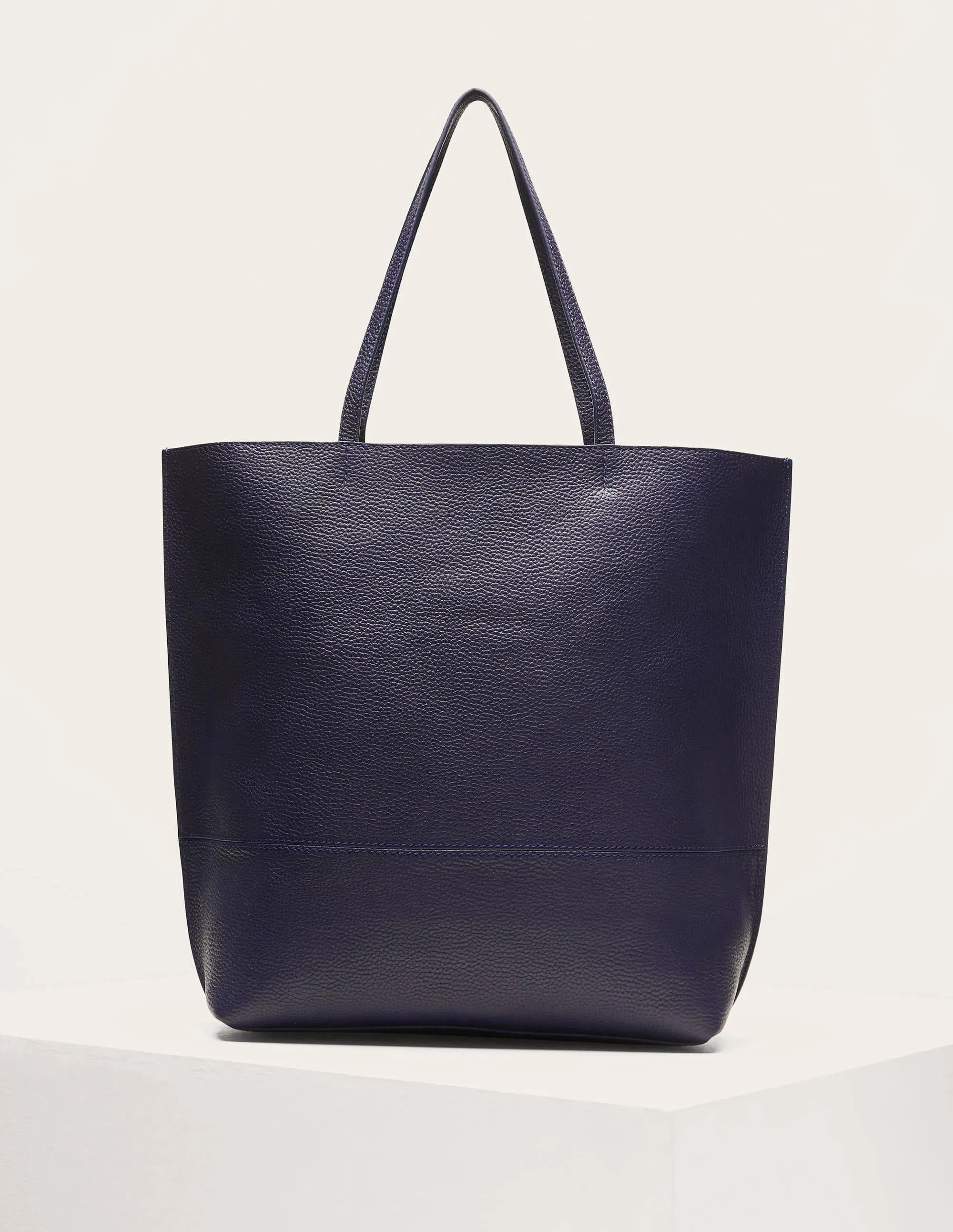 Leather Tote Bag-Navy
