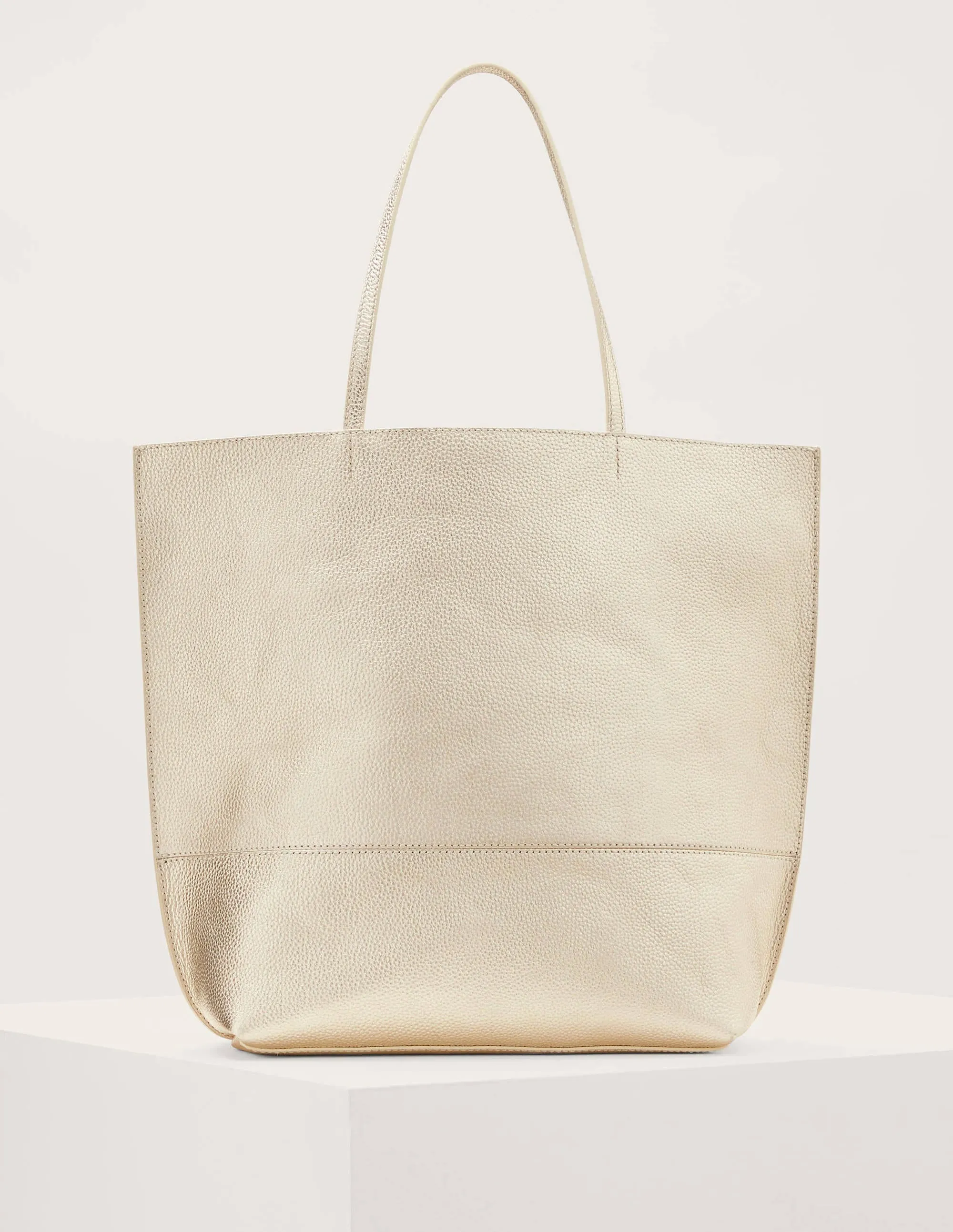 Leather Tote Bag-Pale Gold