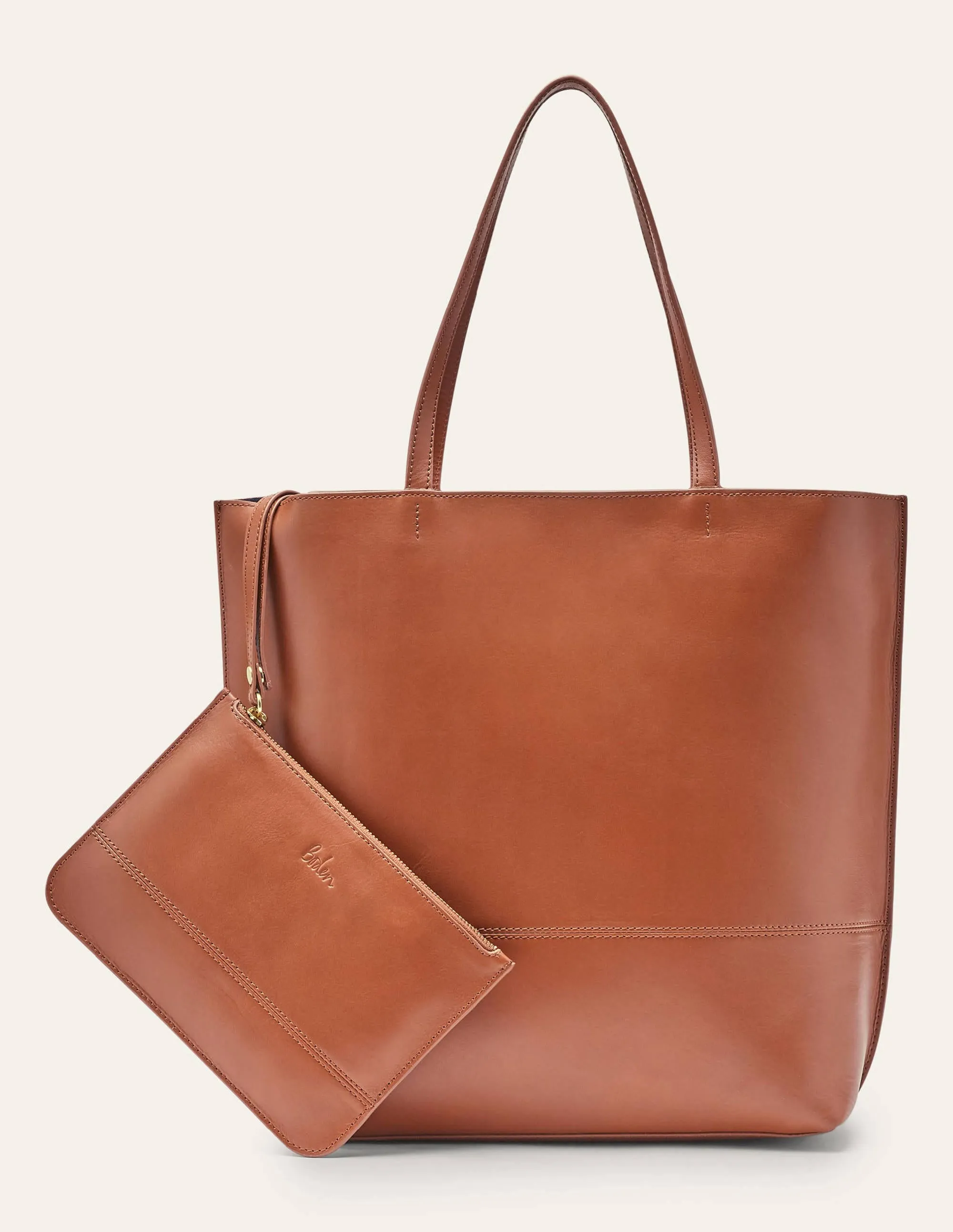 Leather Tote Bag-Tan
