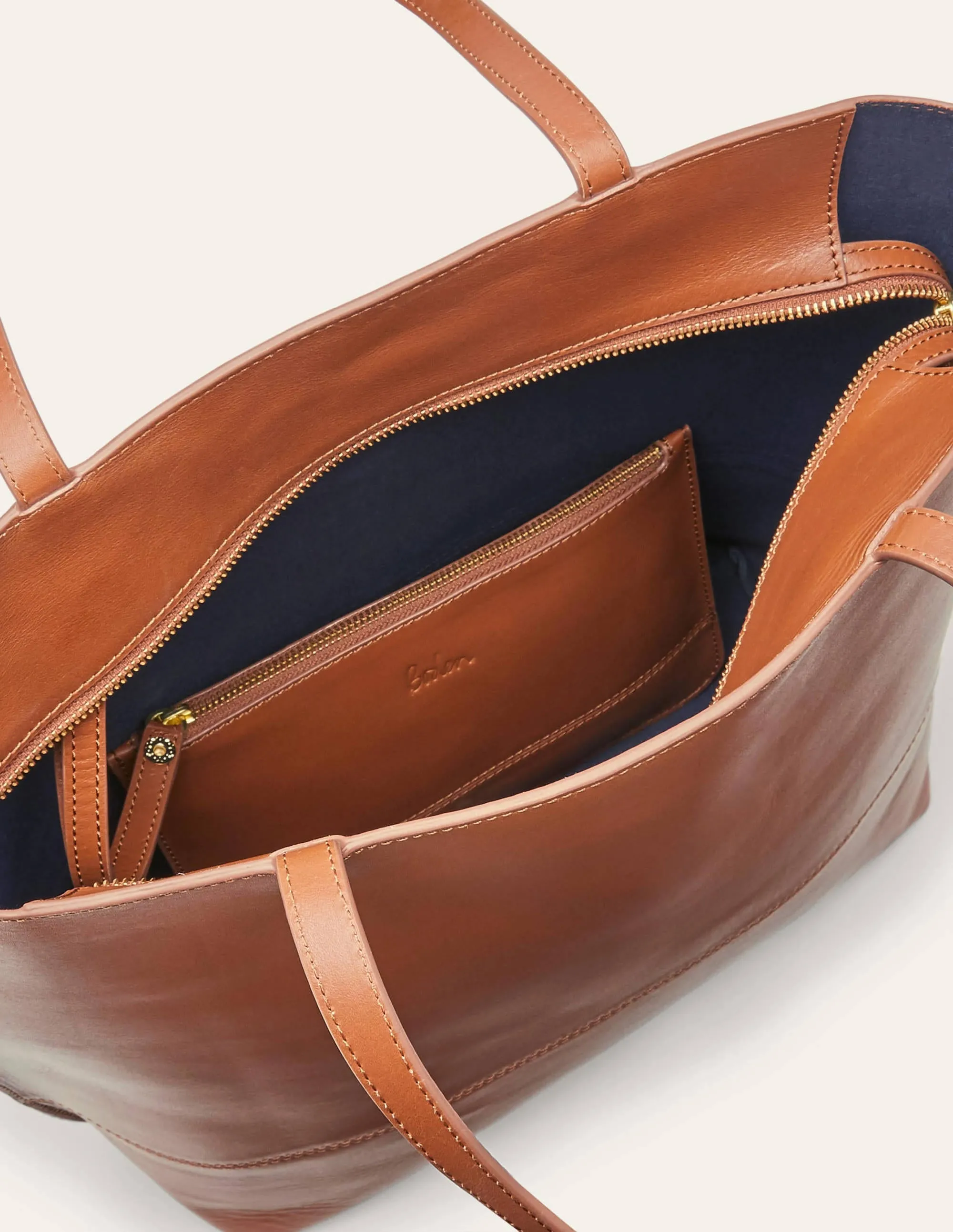 Leather Tote Bag-Tan