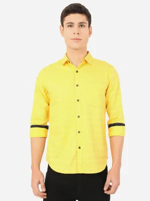 Light Yellow Printed Slim Fit Semi Casual Shirt | Greenfibre