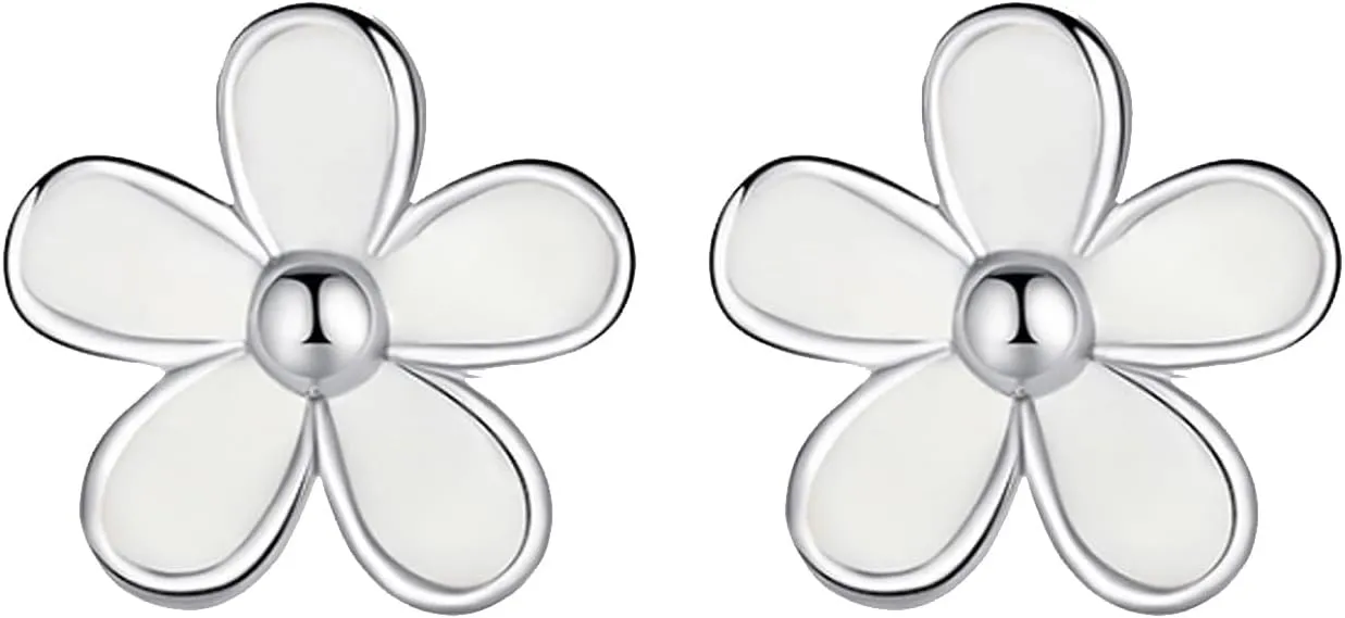Little daisy earrings for Women, star & pearl Huggies, hypoallergenic petite flower studs for Daily Wear