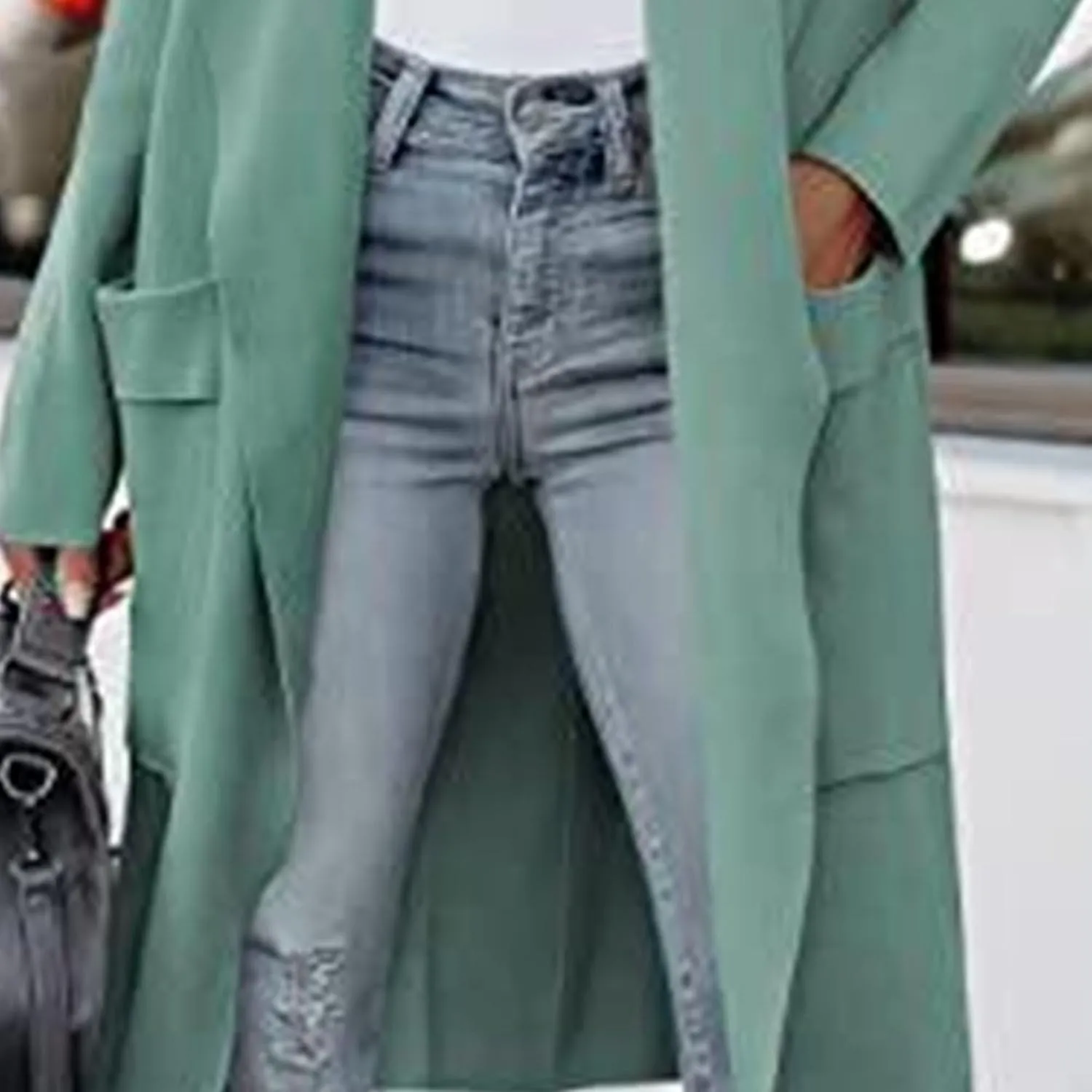 Maiyifu-GJ Women's Long Wool Blend Cardigan Sweaters Long Sleeve Lapel Casual Trench Coat Spring Fall Long Jacket Overcoat