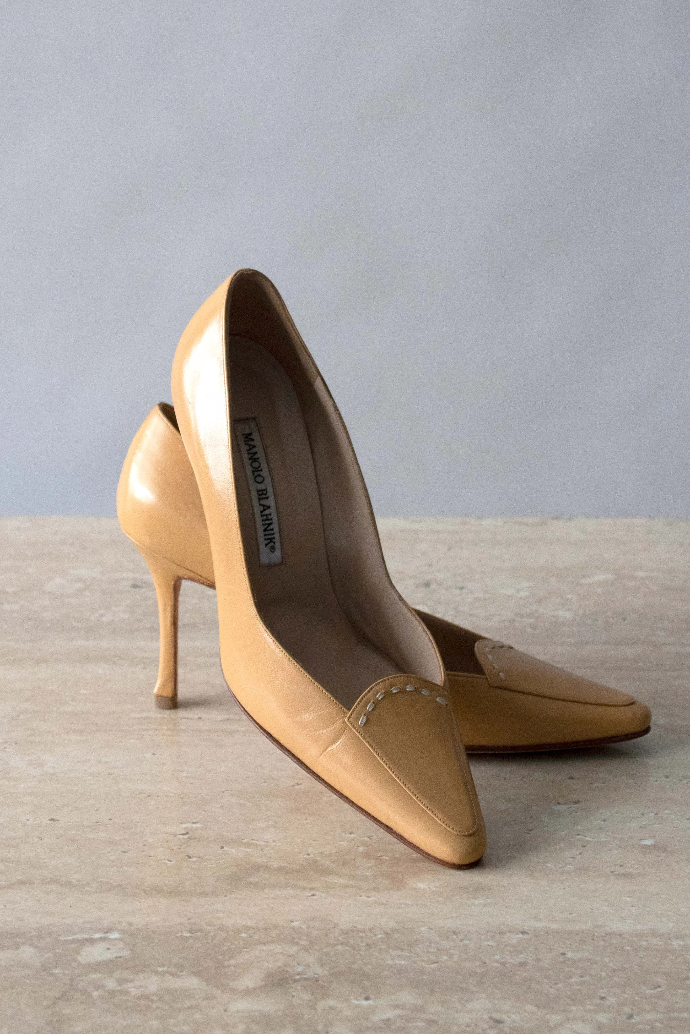 Manolo Blahnik Camel Leather Heels