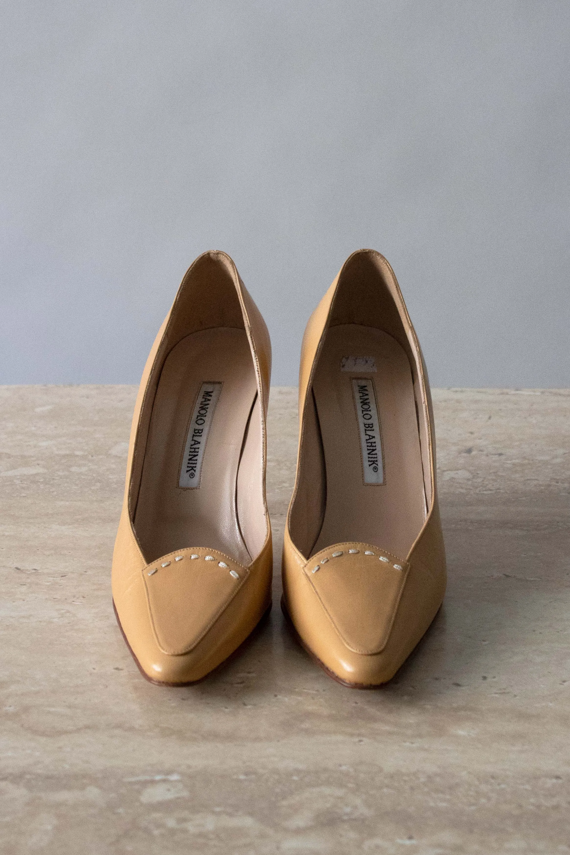 Manolo Blahnik Camel Leather Heels