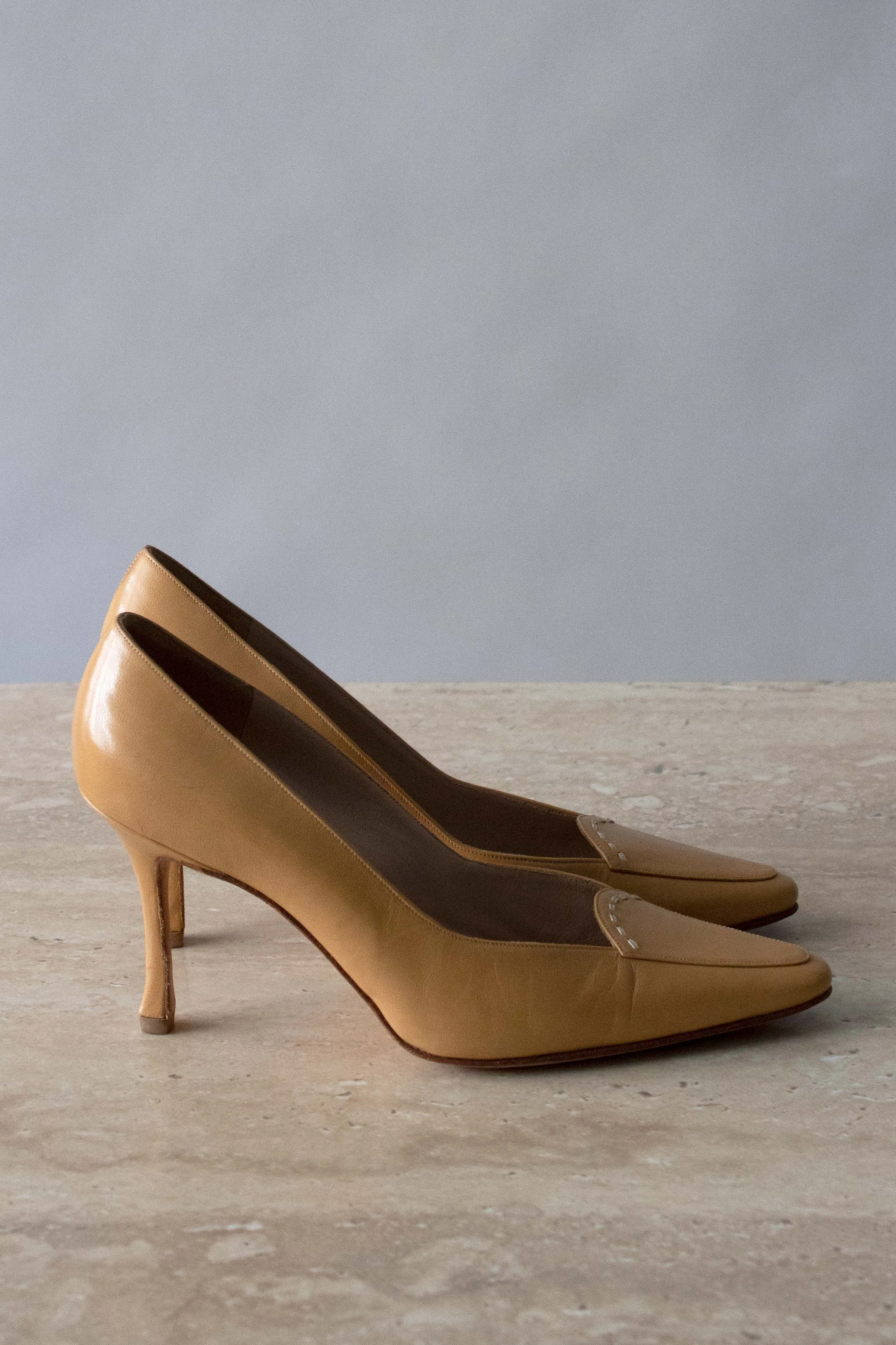 Manolo Blahnik Camel Leather Heels