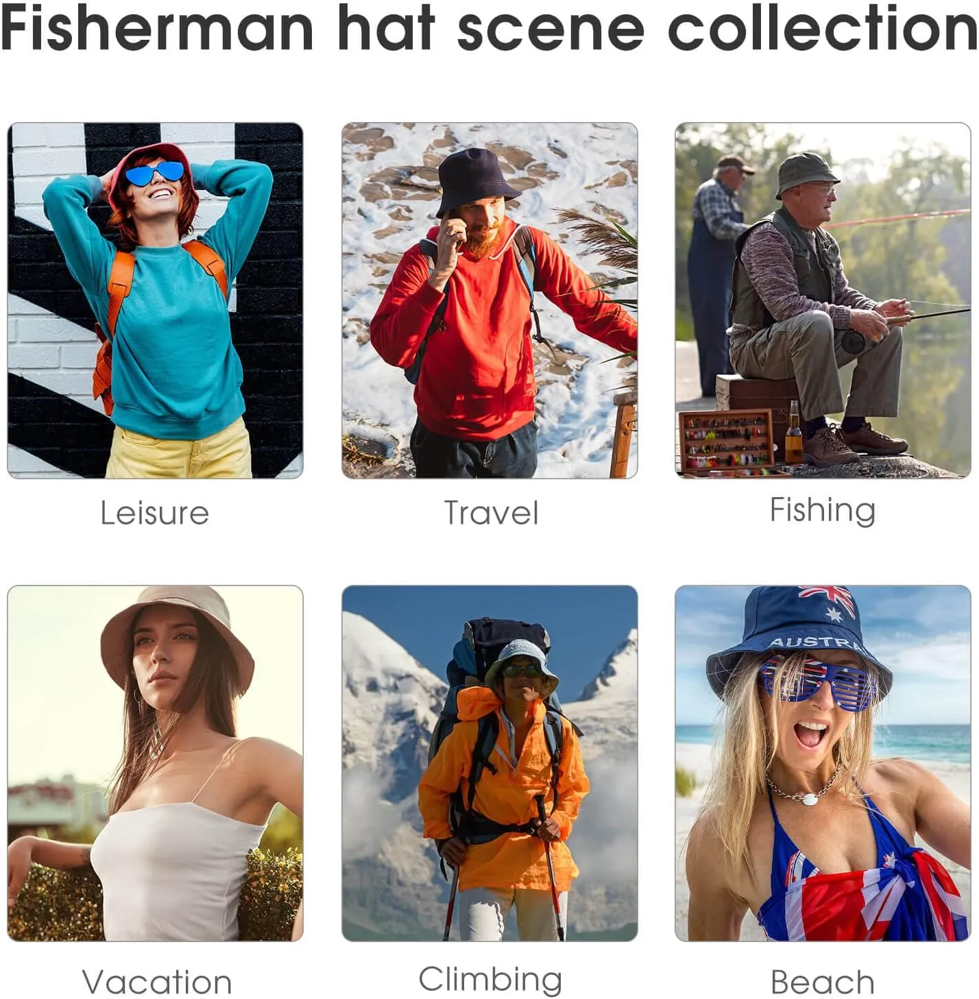 Men Women Outdoor Wide Brim Fisherman Hats Sun Protection Bucket Cap