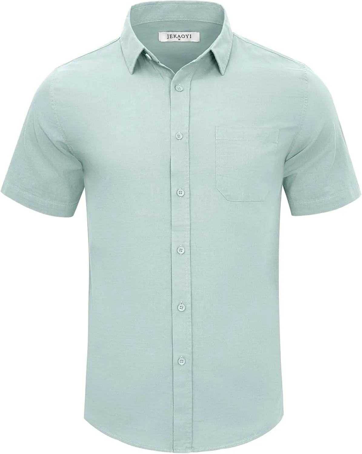 Mens Casual Linen Button Down Short Sleeve Shirts Beach Summer Spread Collar Pocket Tops