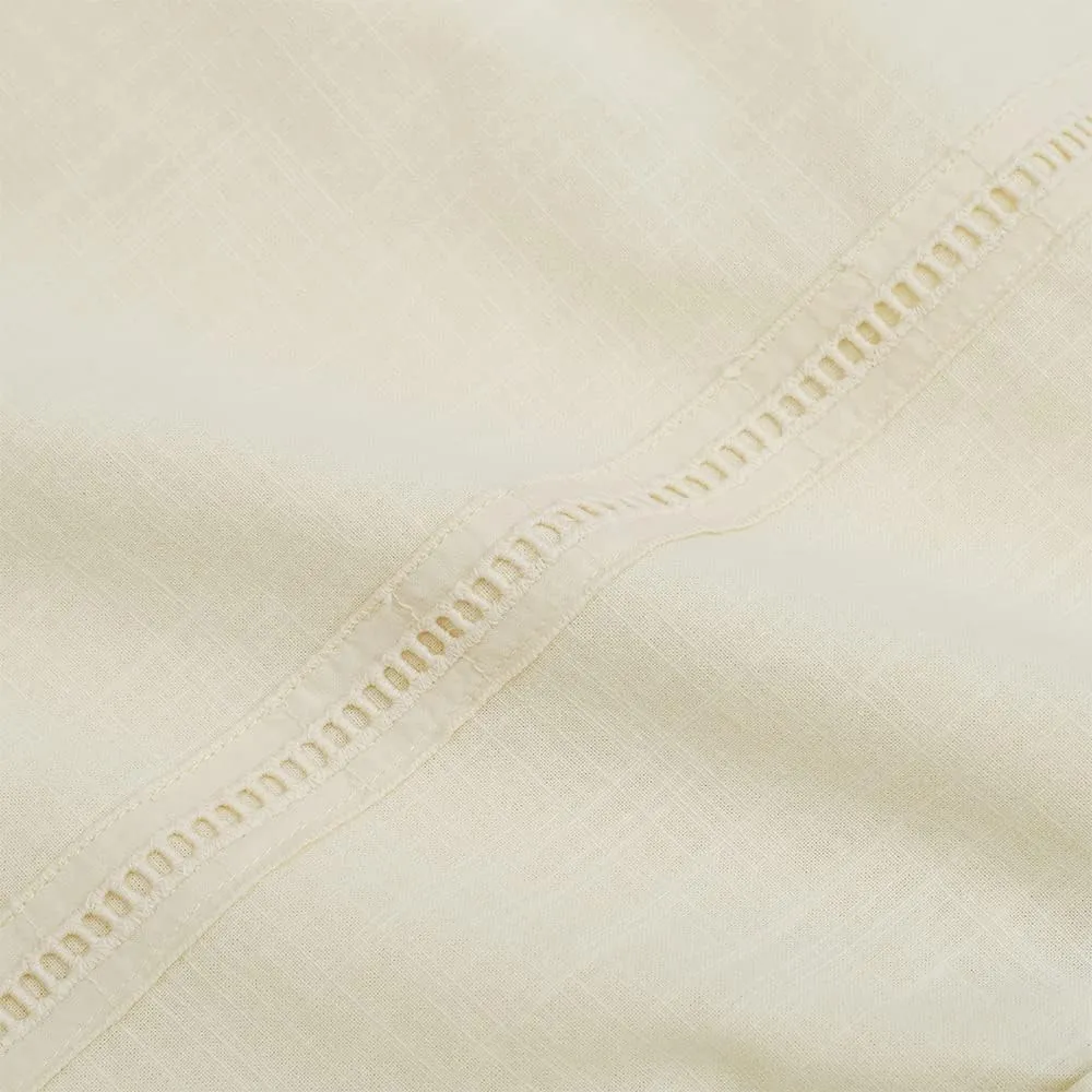 Mens Casual Linen Cotton Button Down Short Sleeve Shirts Cuban Camp Guayabera Beach Tops