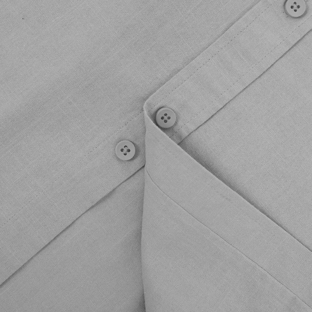 Mens Casual Linen Cotton Button Down Short Sleeve Shirts Cuban Camp Guayabera Beach Tops