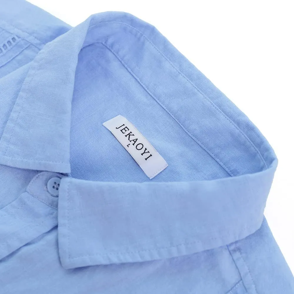 Mens Casual Linen Cotton Button Down Short Sleeve Shirts Cuban Camp Guayabera Beach Tops