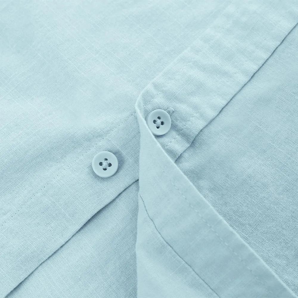 Mens Casual Linen Cotton Button Down Short Sleeve Shirts Cuban Camp Guayabera Beach Tops