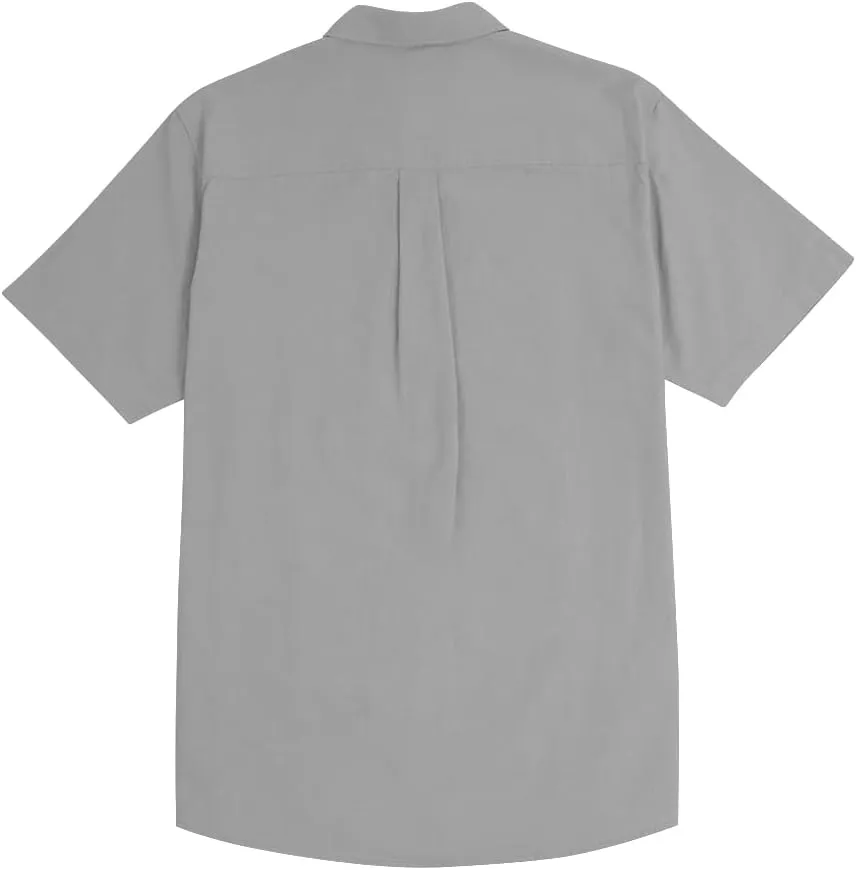 Mens Casual Linen Cotton Button Down Short Sleeve Shirts Cuban Camp Guayabera Beach Tops