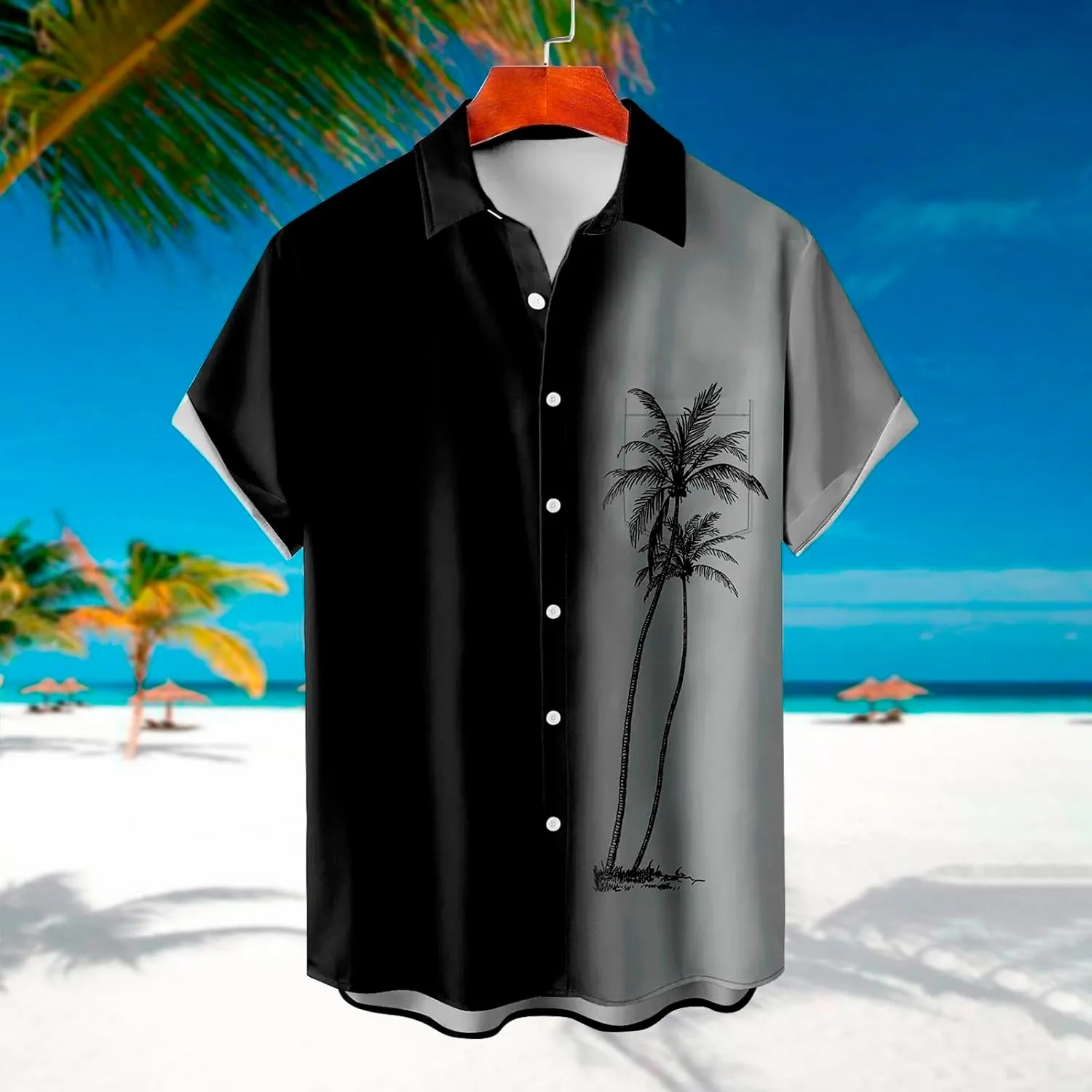 Men's Hawaiian Floral Shirts Cotton Linen Beach Flower Shirt and Long Suits Mens Printed Summer Beach Casual