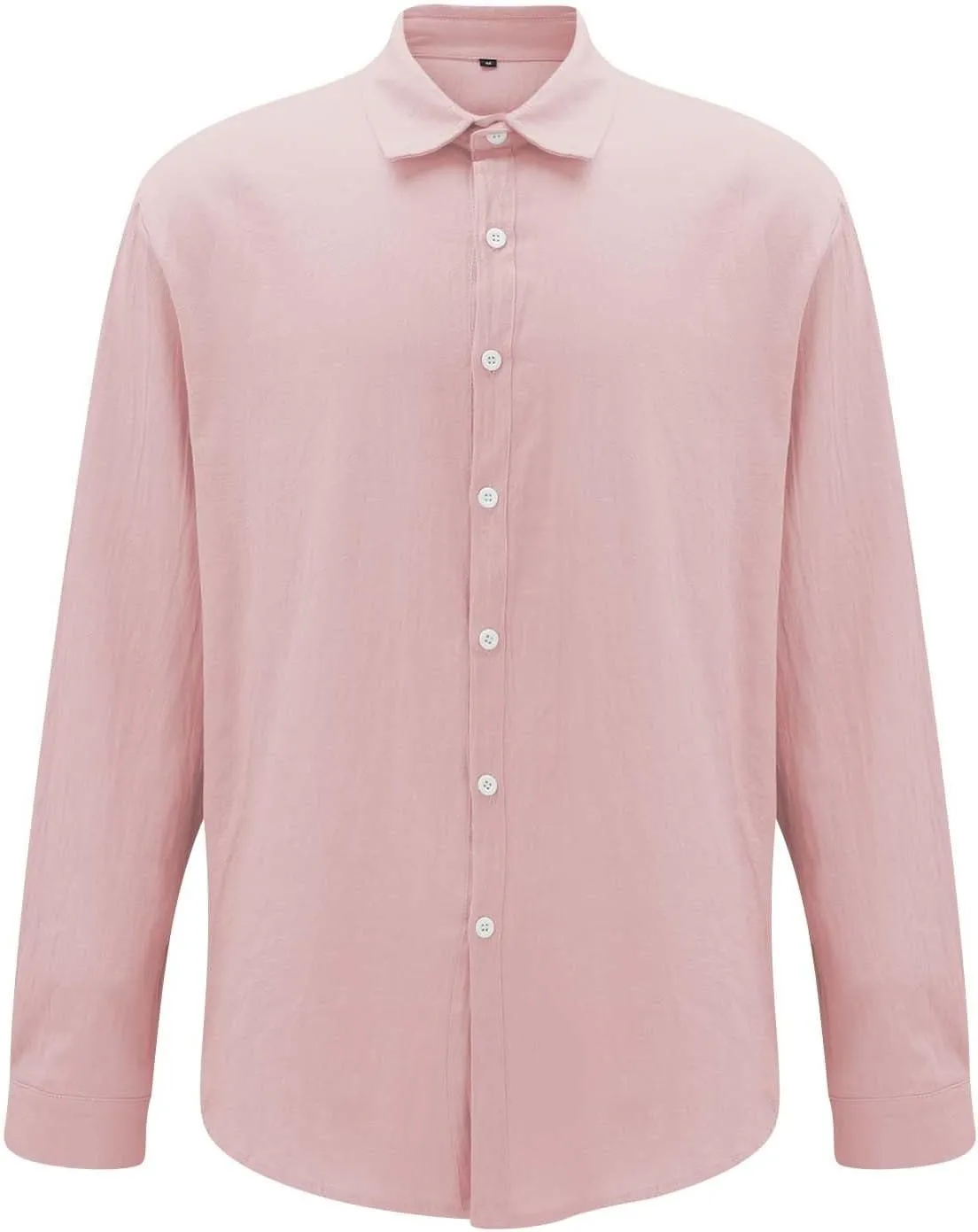 Men's Linen Shirts Business Casual Button Down Long Sleeve Work Shirt Solid Lapel Collar Summer Beach T-Shirts 2025