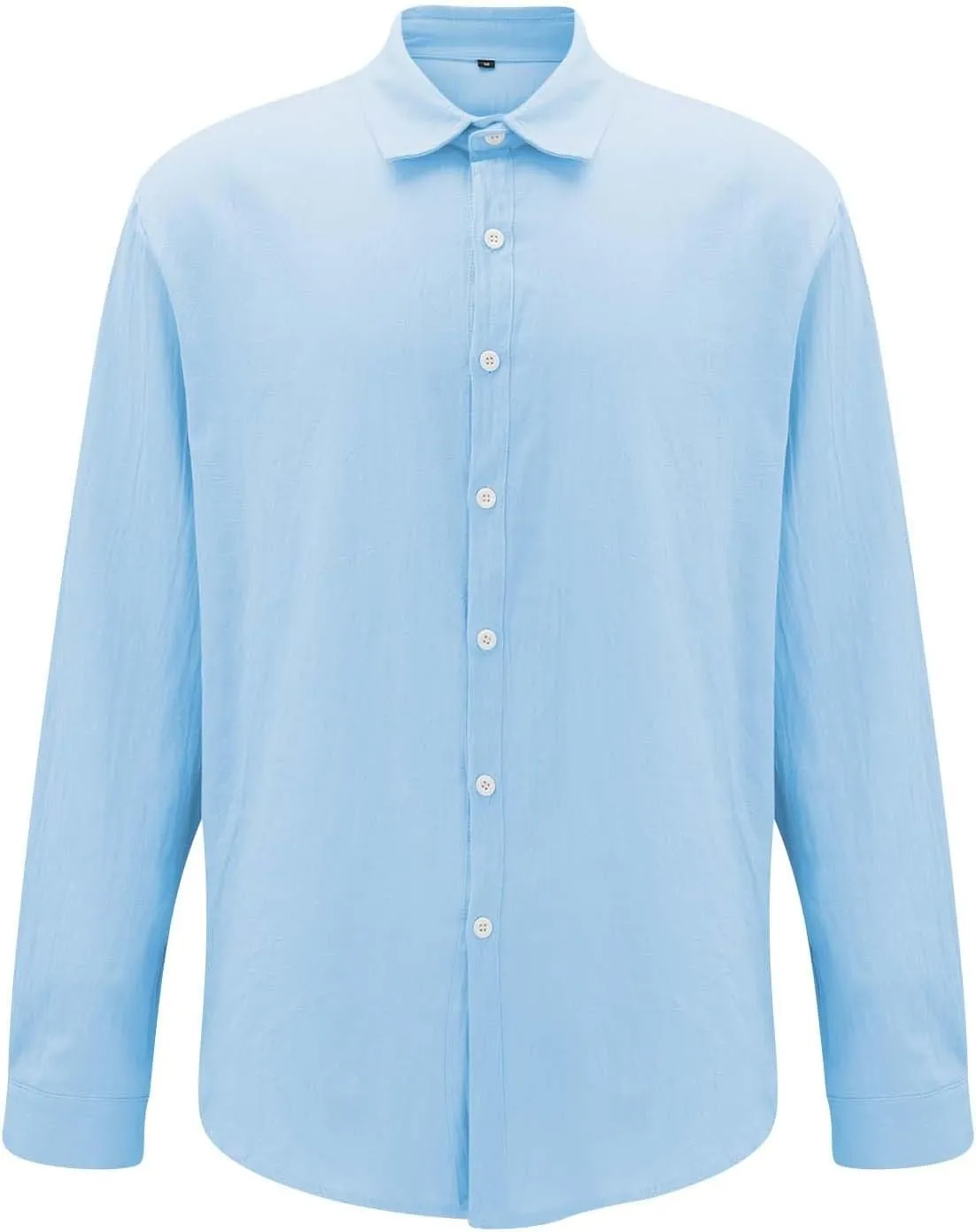 Men's Linen Shirts Business Casual Button Down Long Sleeve Work Shirt Solid Lapel Collar Summer Beach T-Shirts 2025