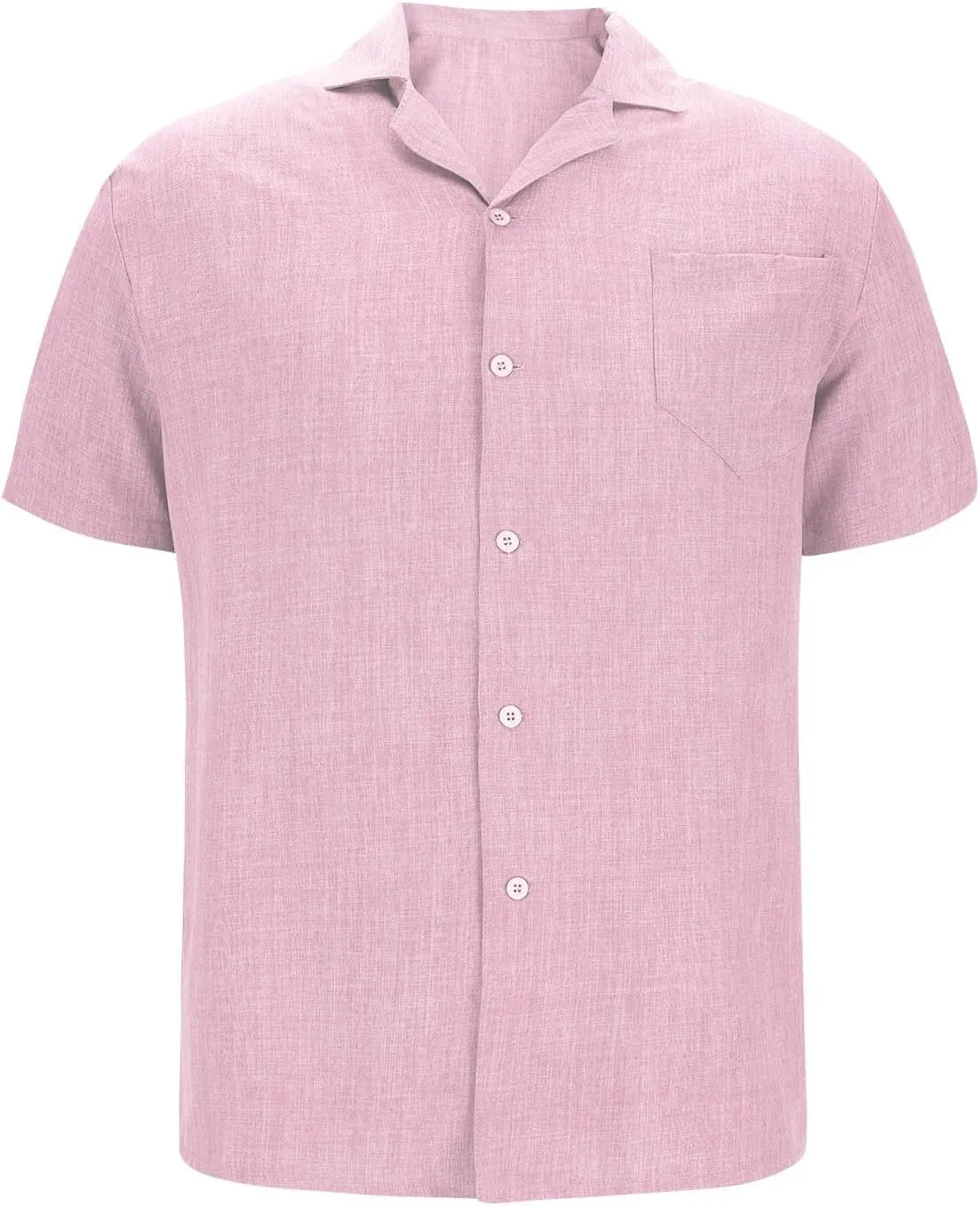 Men's Linen Shirts Short Sleeve Button Down Casual Shirt Business Dress Shirts for Men Fashion Beach Summer Tops with Pocket