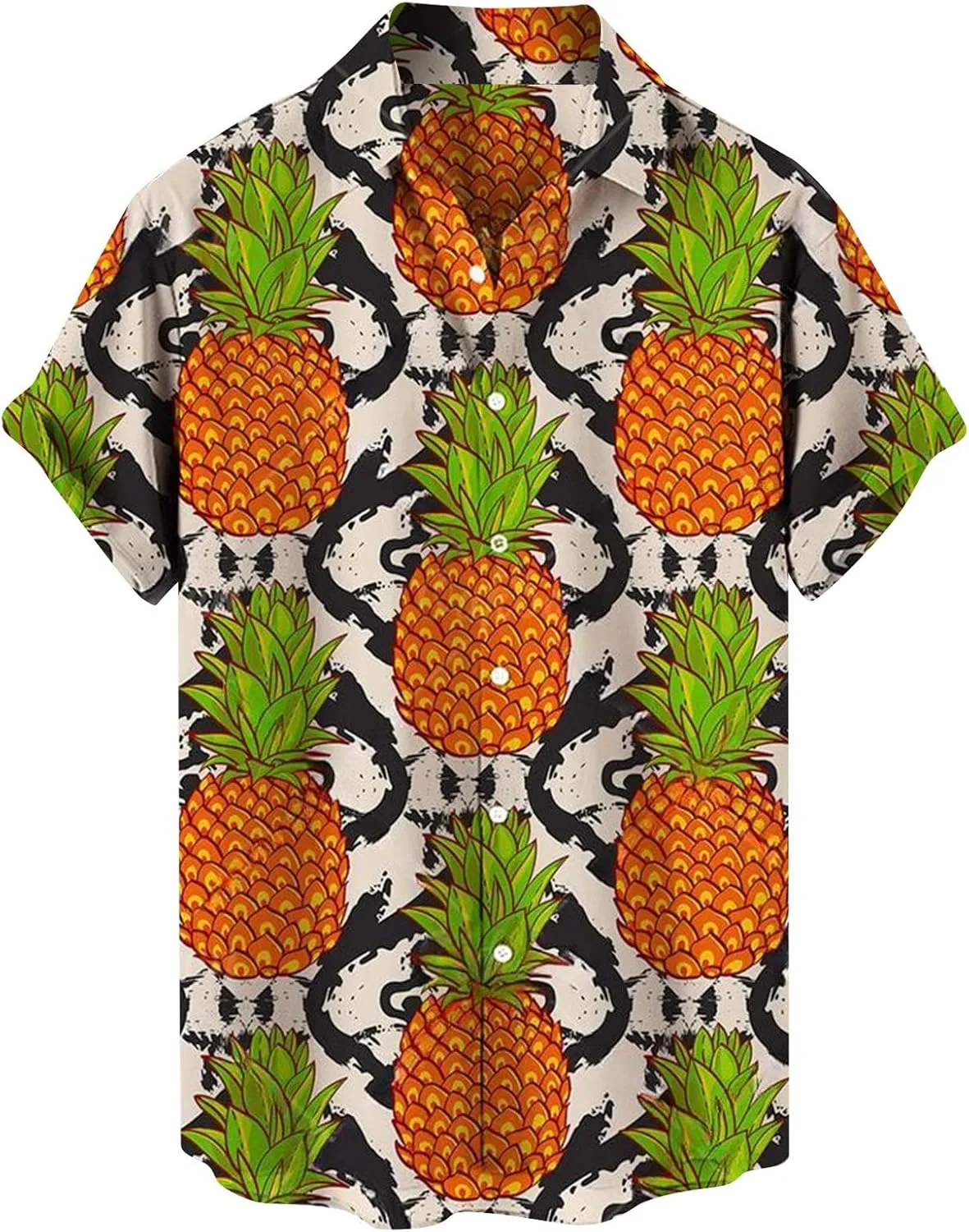 Men's Shirts Spring Summer Casual Fruit Printing Hawaiian Lapel Short Sleeve Shirt Top Button Down Shirt Men, M-5XL