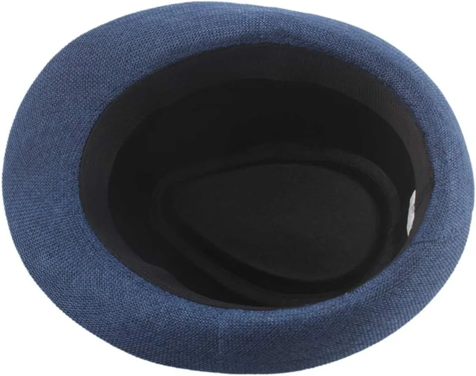 Mens Solid Vintage Panama Hat Bowler Hat Sun Hat with Black Band Classic Fedora Gentleman Wedding Hat Suit Essential