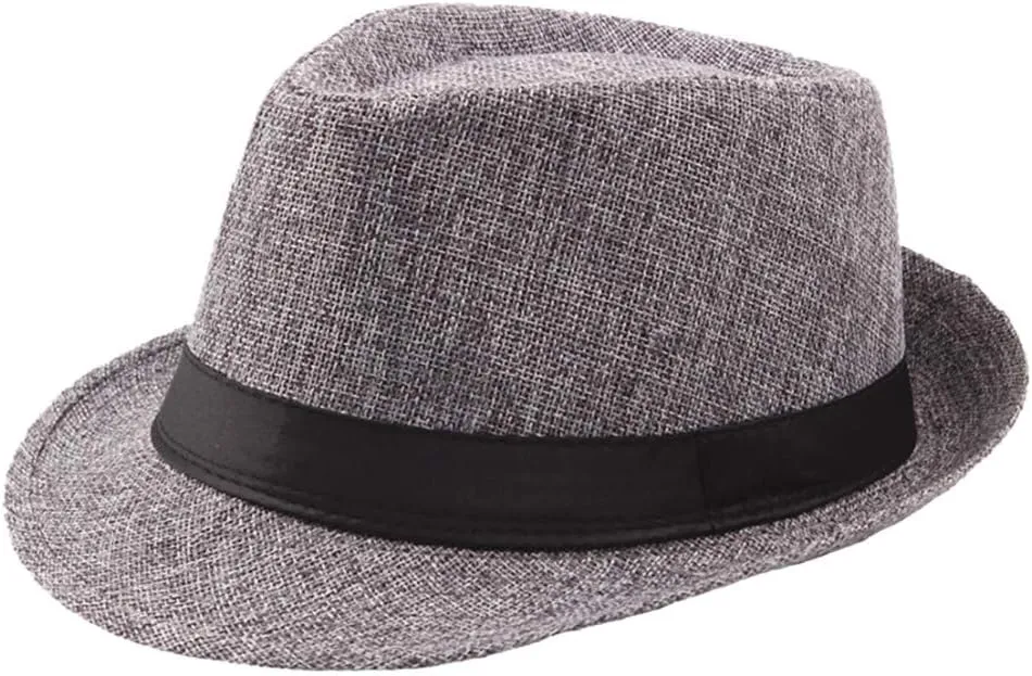 Mens Solid Vintage Panama Hat Bowler Hat Sun Hat with Black Band Classic Fedora Gentleman Wedding Hat Suit Essential