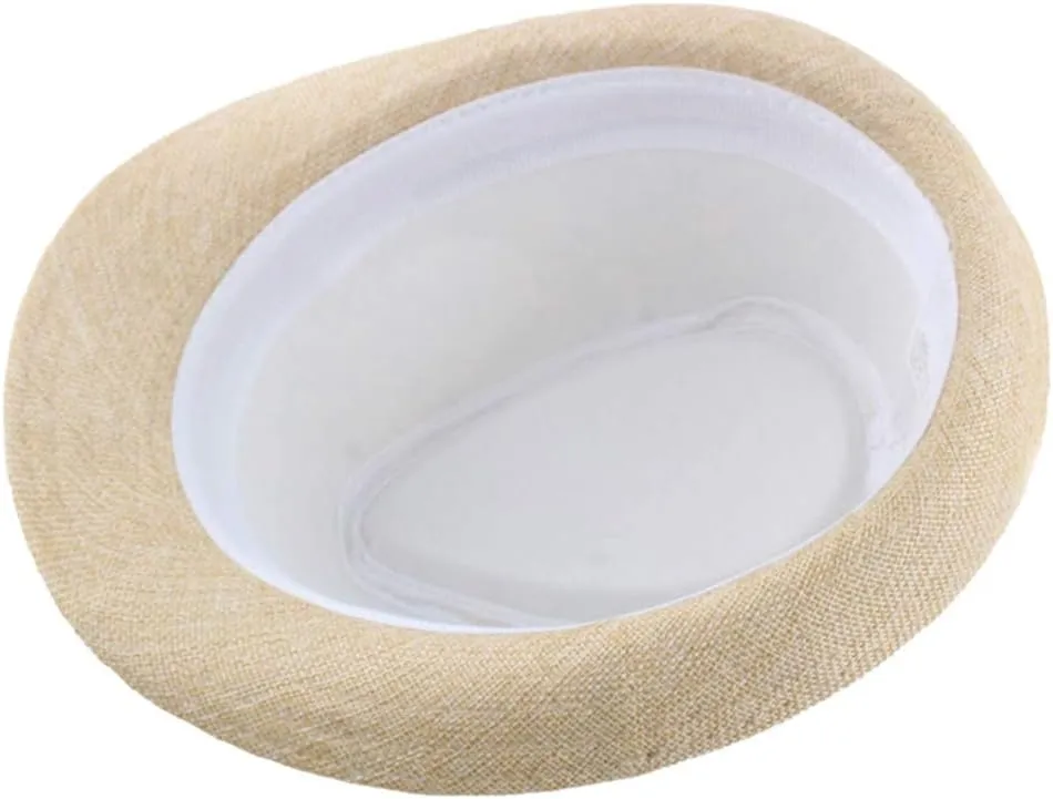 Mens Solid Vintage Panama Hat Bowler Hat Sun Hat with Black Band Classic Fedora Gentleman Wedding Hat Suit Essential
