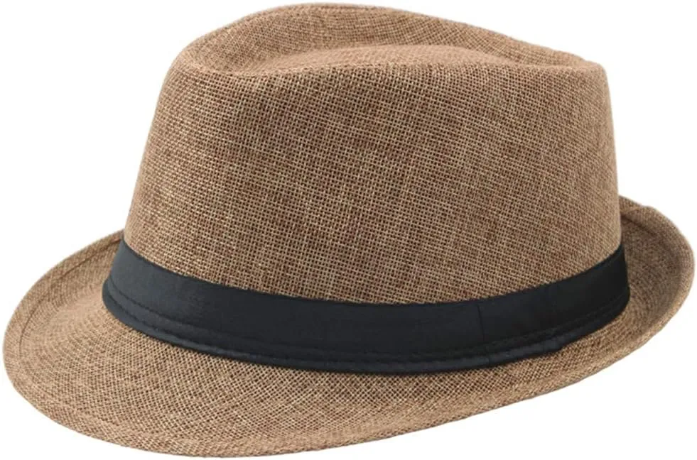 Mens Solid Vintage Panama Hat Bowler Hat Sun Hat with Black Band Classic Fedora Gentleman Wedding Hat Suit Essential